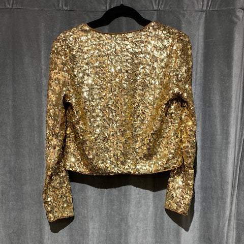 BB DAKOTA Gold Sequin Long Sleeve Open Cardigan