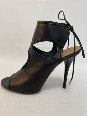 Aquazzura Black Leather PeeToe Sandal