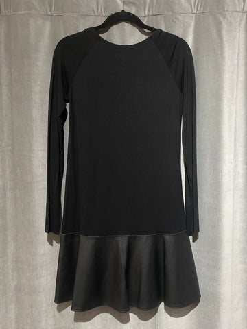Bailey 44 Long Sleeve Cotton Stretch Dress with Leather Bottom