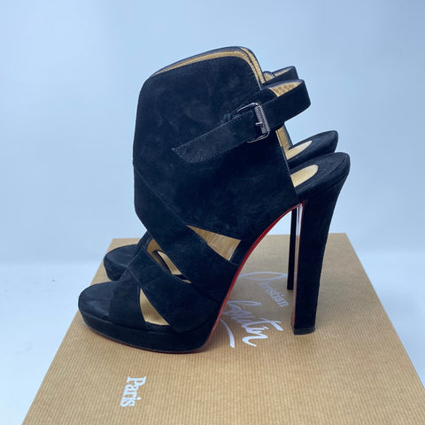 Christian Louboutin Black Suede Platform Sandal Apron Lili 120