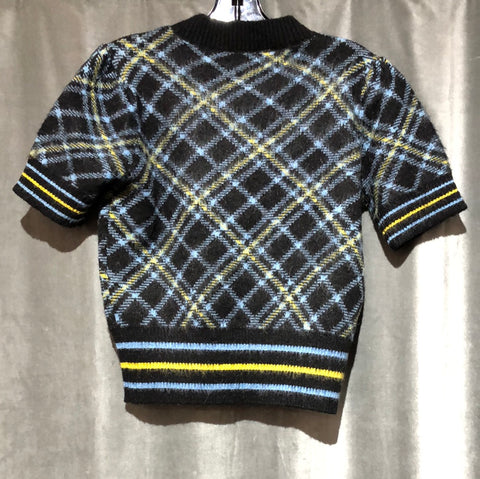 Pinko short sleeve argyle mohair sweater
