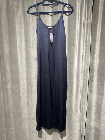 Vince Navy Spahgetti Strap Silk V-neck Slip Dress