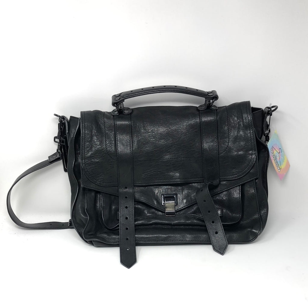 Proenza Schouler PS1 Satchel Medium Black Leather Bag