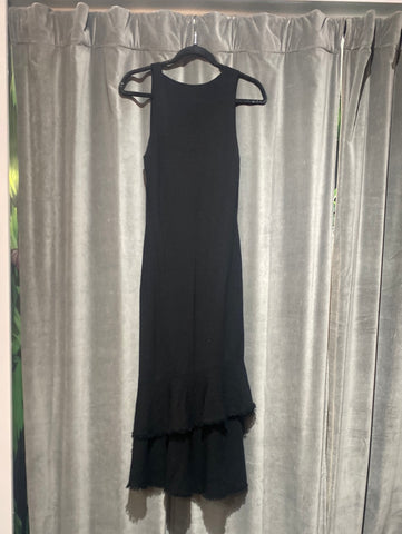 Theory Black Sleeveless Knit Unfinished Hem Maxi Dress