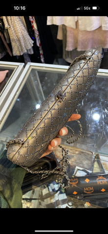 Chanel Slate Gray Lambskin Crystal Evening Clutch