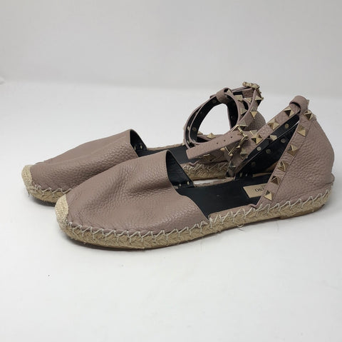 Valentino Clay Leather Rockstud Espadrilles