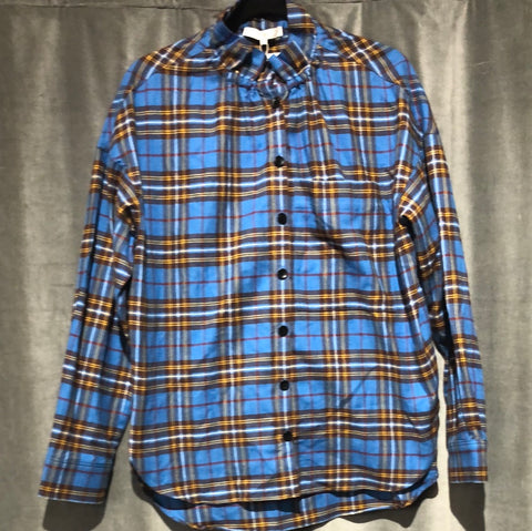 Tibi Theodore Ruffle Collar Plaid Button Down Shirt