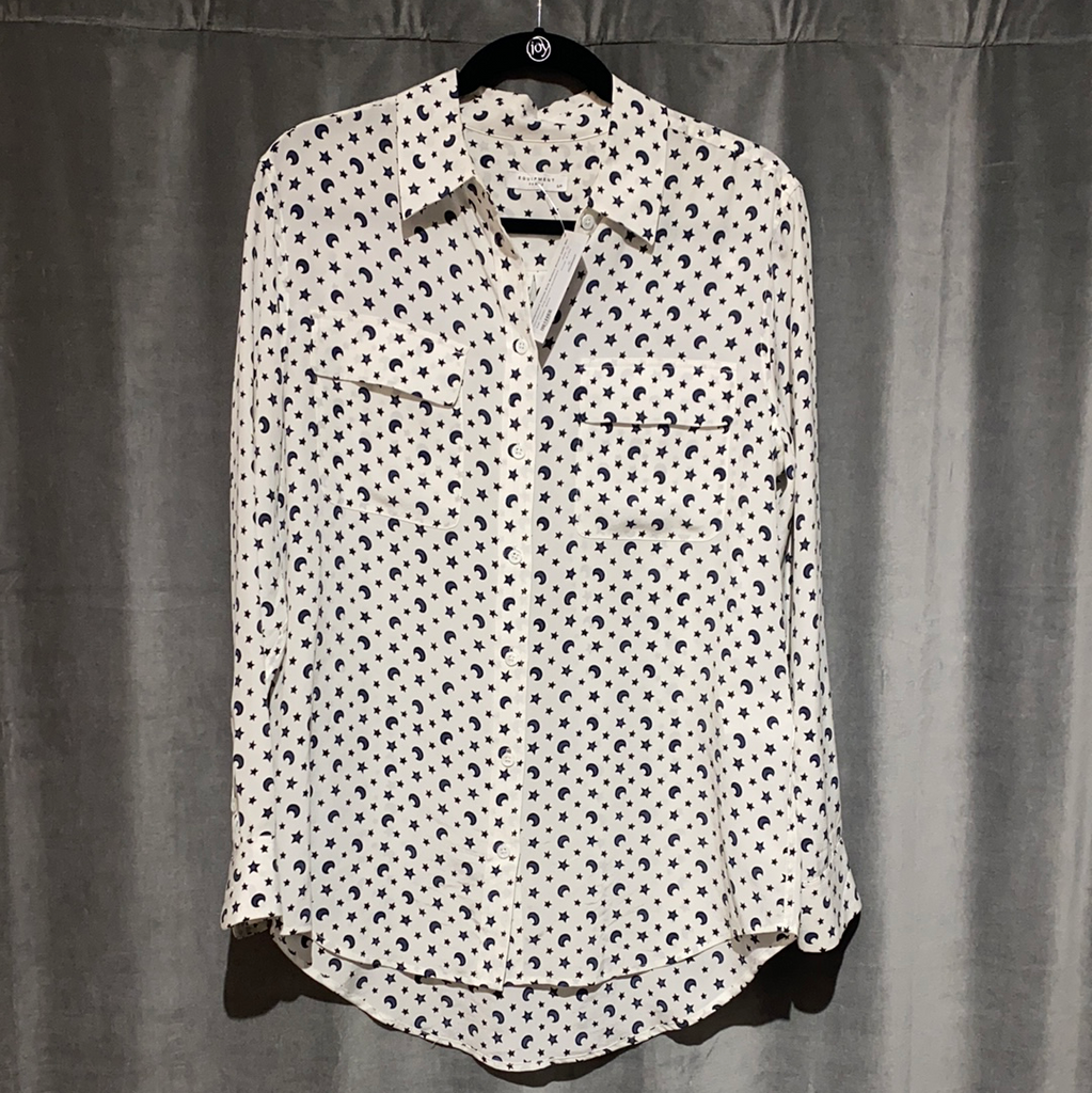Equipment White Silk Button Down with Stars and Moons