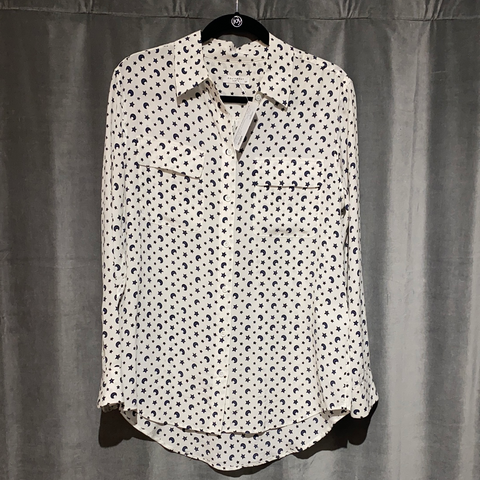 Equipment White Silk Button Down with Stars and Moons