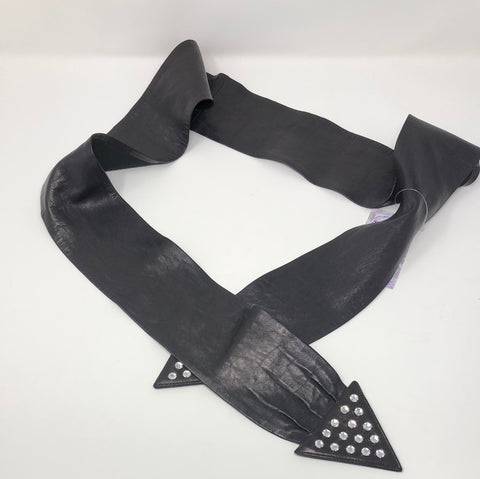 Vintage: Black Leather and Suede Studded Triangle Belt