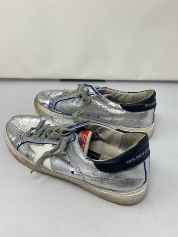 Golden Goose Silver Metallic MAY Sneaker with White leather Star