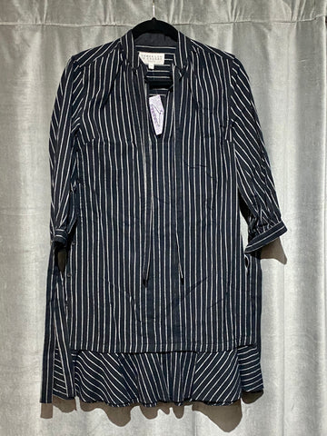 Derek Lam 10 Crosby denim Long Sleeve Striped Collarless dress
