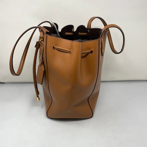 Ralph Lauren Dark Tan Leather Toggle Pull Bucket Bag