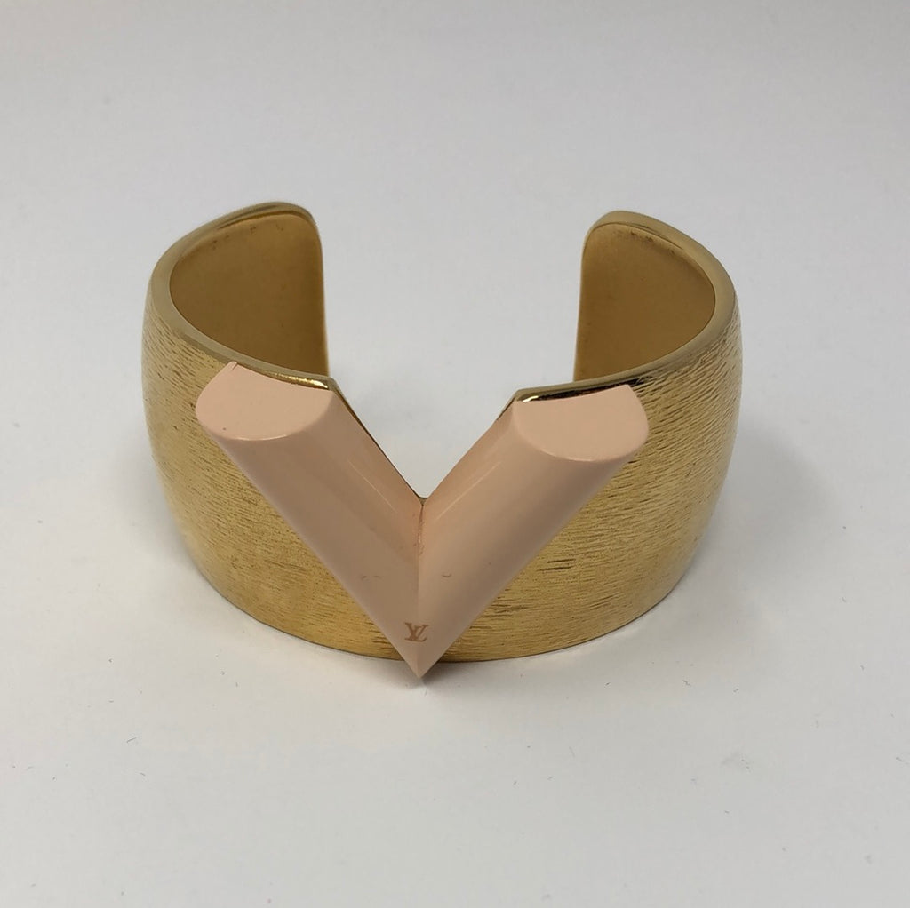 Louis Vuitton Gold Metal Colorama Cuff with Silver V and Rubber interc –  The Hangout