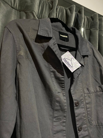 Monrow Grey Button Grey Jacket Shirt with Embroidered Stars