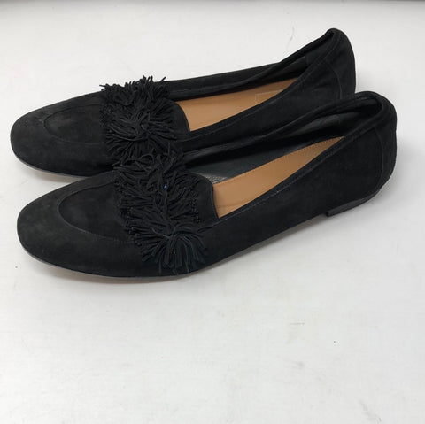 Aquazzura Black Suede Fringe Loafer