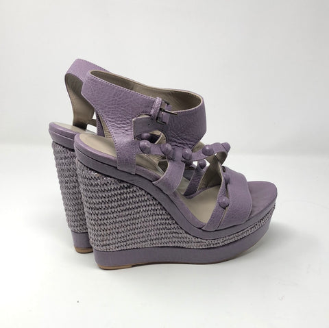 Balenciaga Lavender Leather and Wicker espadrille Wedge