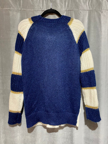 Pinko Cream and Navy Striped Sweater with Gold Lurex