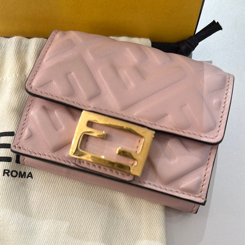 FENDI Pink Foldable Embossed Wallet