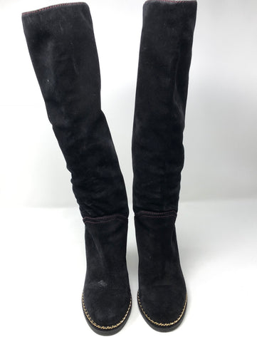High boots - Suede calfskin & lambskin, black — Fashion