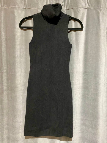 A.L.C. Black Ribbed Sleeveless Turtleneck Sweater with Open Circle on Back