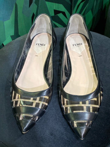 Fendi Flat PVC POinted Toe Shoes with F Logo
