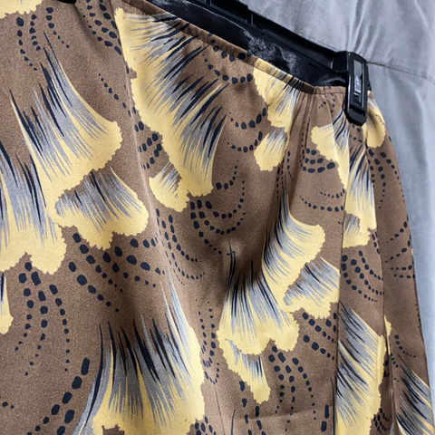 Dries Van Noten Brown Silk Floral Skirt