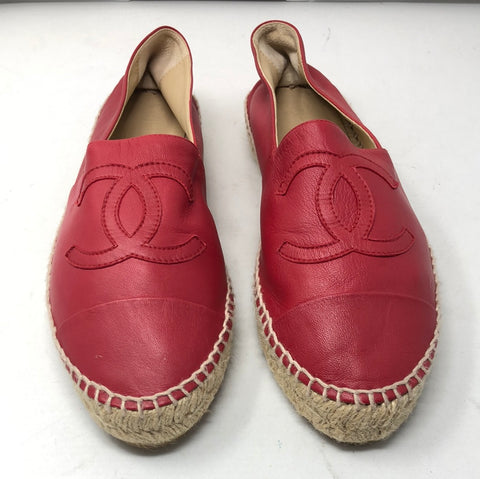 CHANEL Red leather espadrille