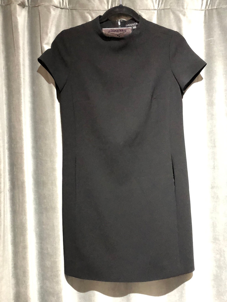 Theory Black Cap Sleeve Shift Dress