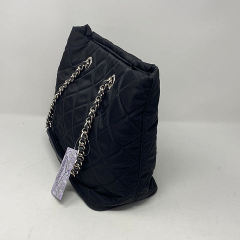 Prada Nylon Quilted Top Handle Bag with Silver Hardware