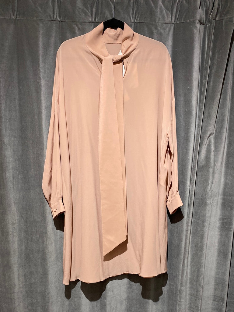 Valentino Blush Silk Turtleneck Long Sleeve Tunic Blouse