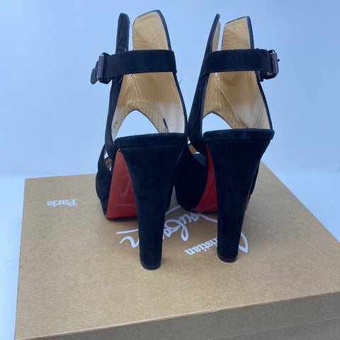Christian Louboutin Black Suede Platform Sandal Apron Lili 120