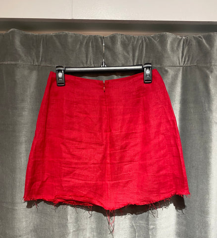 REFORMATION Red Linen Mini Skirt