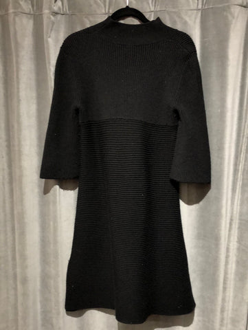 Stella McCartney Black Thick Ribbed Three Quarter Sleeve Sweater Dress