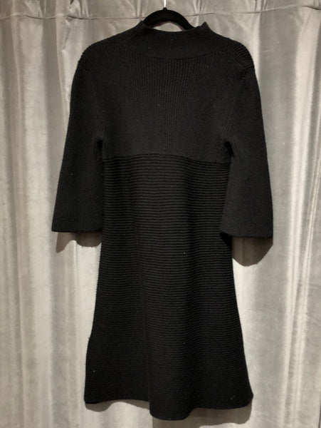 Stella McCartney Black Thick Ribbed Three Quarter Sleeve Sweater Dress