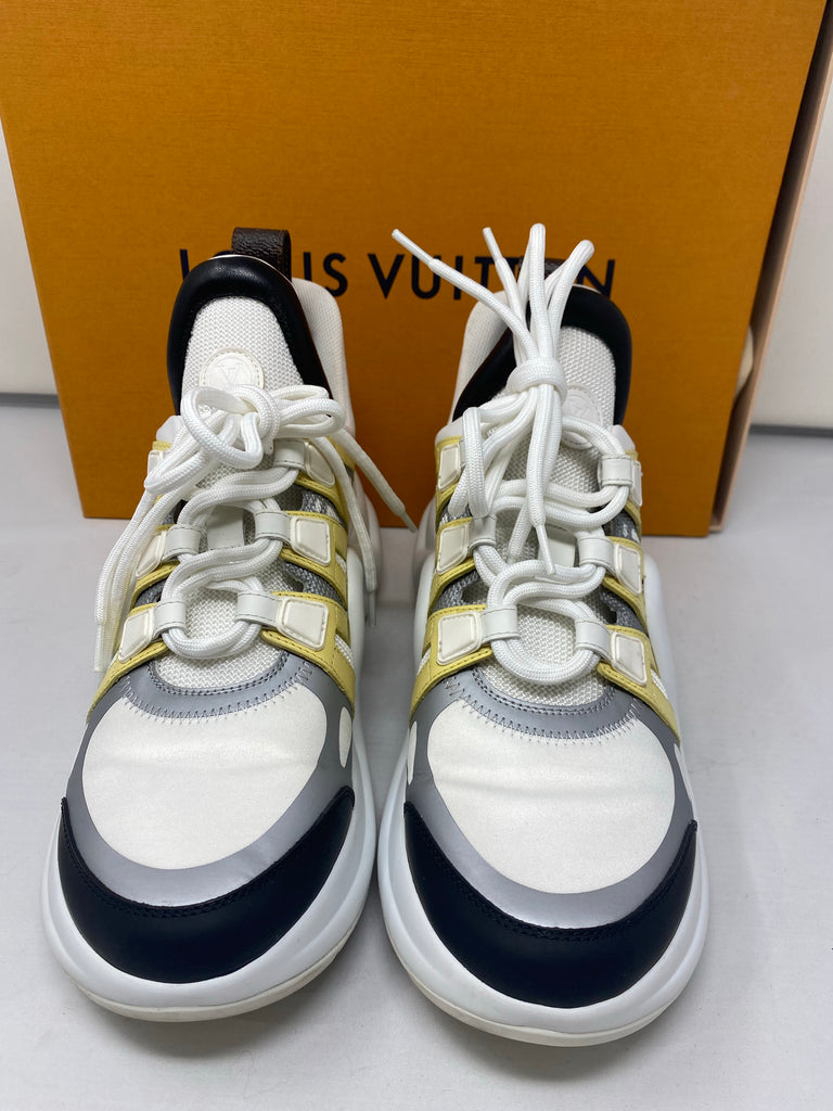 Louis Vuitton White Leather and Monogram Canvas Archlight Sneakers