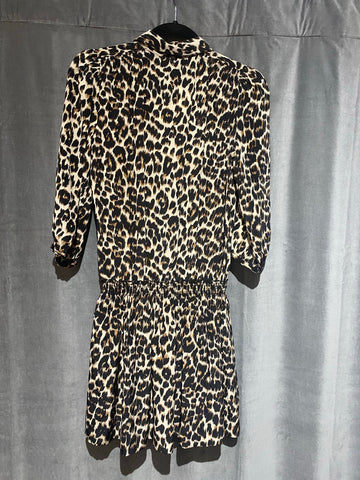 Juicy Couture Silk Leopard Buttondown Collared Mini Dress