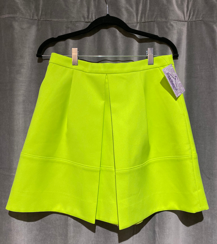 J. Crew Neon Green Short Skirt with Center Pleat