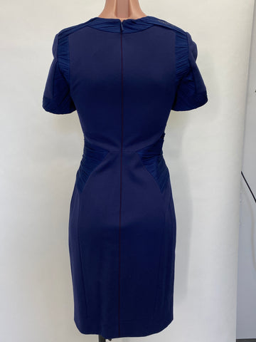 Versace Navy Dress with Black Leather