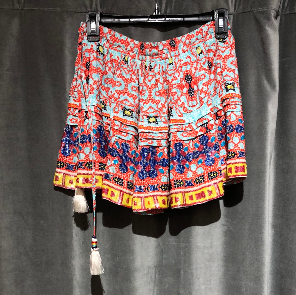 Rococo Sand Elastic Waist Mini Skirt with Multicolo Sequins
