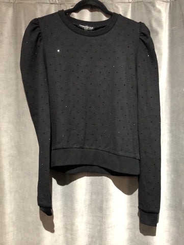 Generation Love Black Puff Sleeve Sweatshirt with Crystals