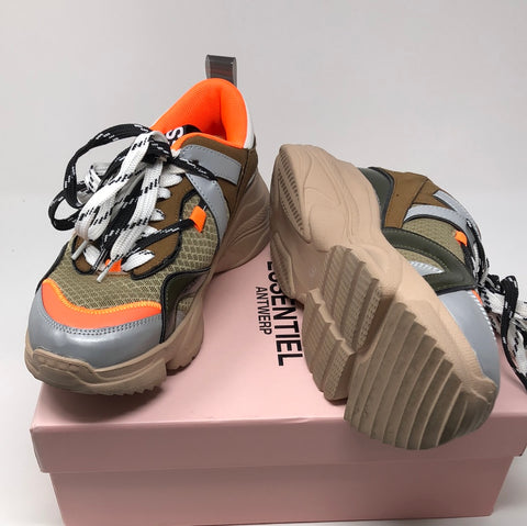 Essentiel ANTWERP WANNA Sneakers in Browns and Neon Orange