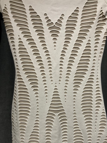 RVN Cream Knit Long Sleeve Shredded Bodycon Dress