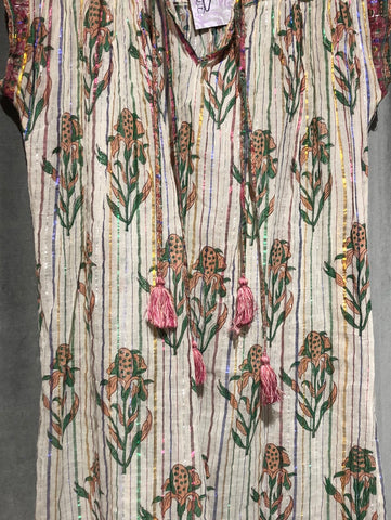 Joshi Cap Sleeve Sheer Floral Sparkle Coverup