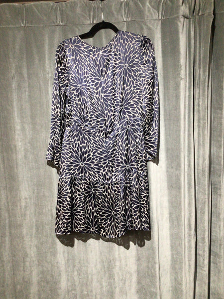 Rebecca Taylor Grey and Navy Floral-Comb Dress
