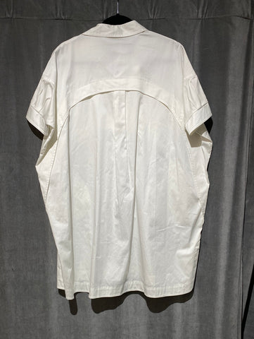 Opening Ceremony White Short Sleeve Oversized Poplin Shirt Dress 'Sateen Button Down Dress'