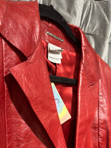 VINTAGE: GUY FULOP Red Leather Collared Blazer