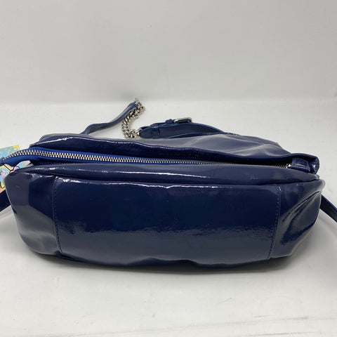 IACUCCI medium Blue Patent Leather Crossbody Saddle Bag