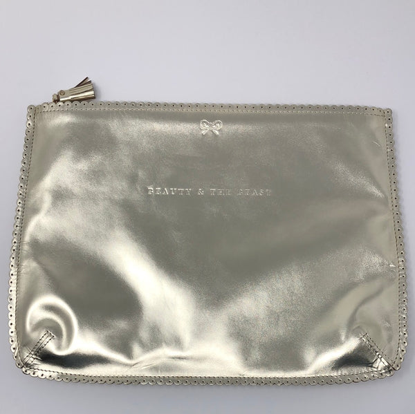 Anya Hindmarch Gold Metallic 'Beauty and the Beast' Large Oversized Pouch