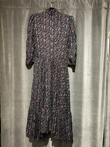 Petersyn Long Sleeve Floral Print Midi Dress Shoulder Pad
